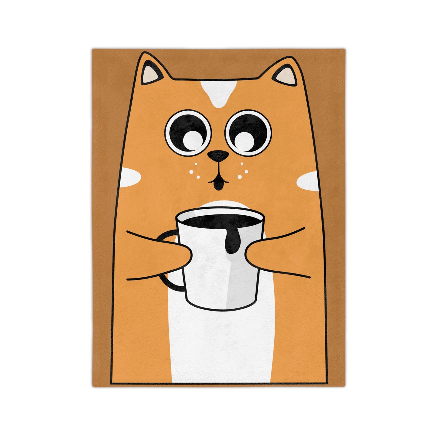 Cat Coffee Lover Velveteen Microfiber Blanket