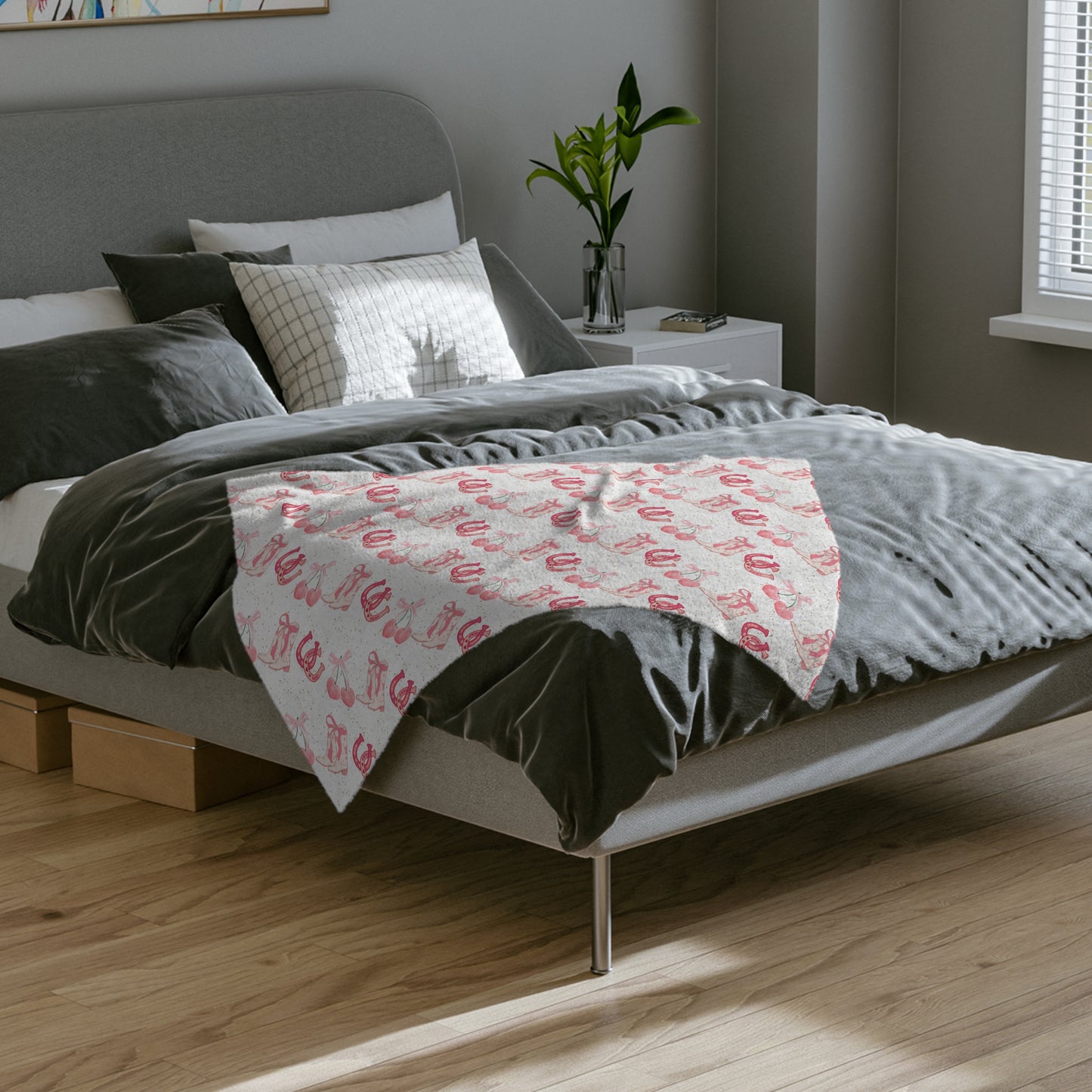 Pink Cowgirl Velveteen Microfiber Blanket