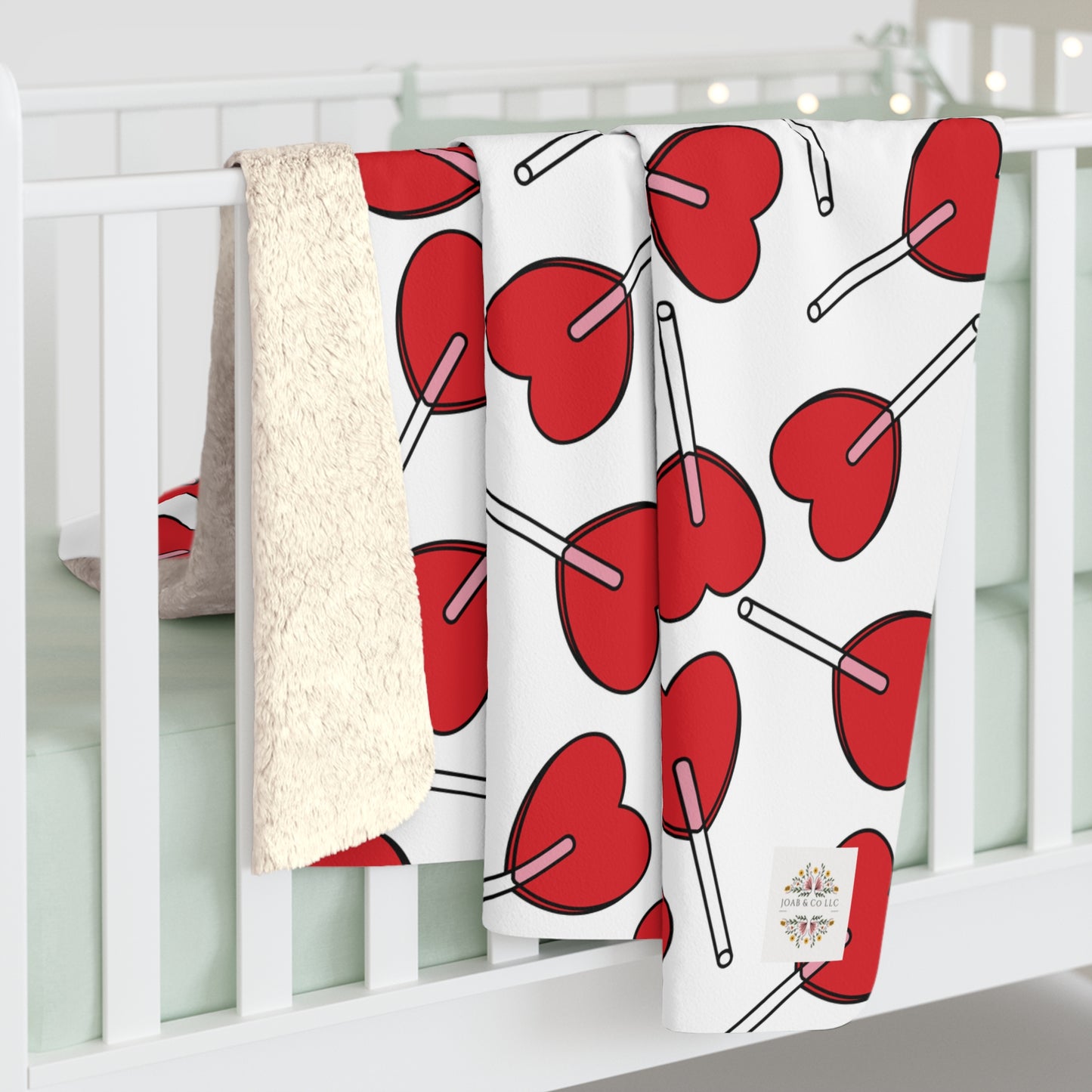 Heart Lollipop Sherpa Fleece Blanket