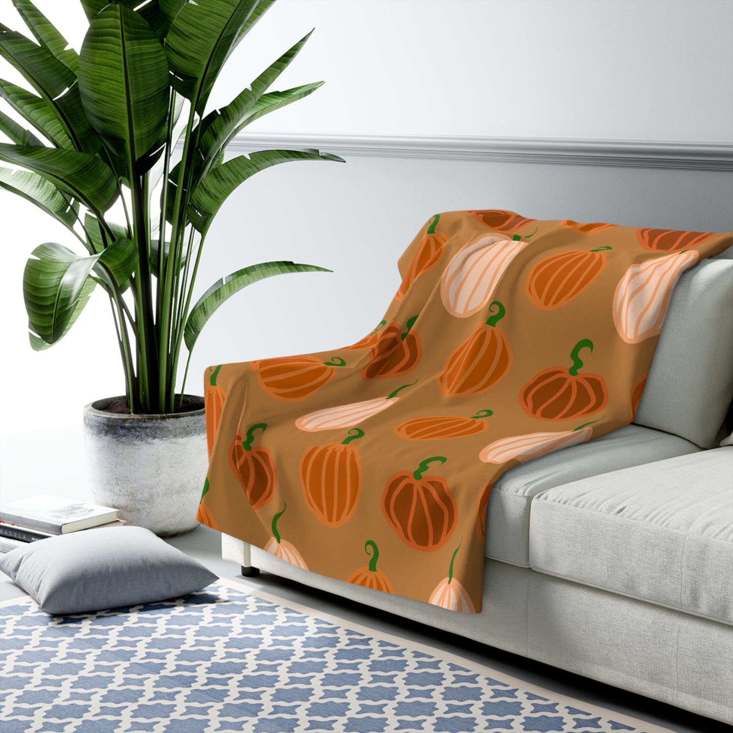 Pumpkin Sherpa Fleece Blanket