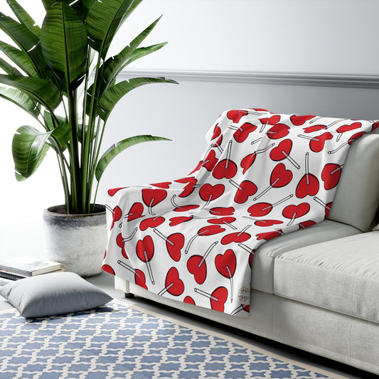 Heart Lollipop Sherpa Fleece Blanket