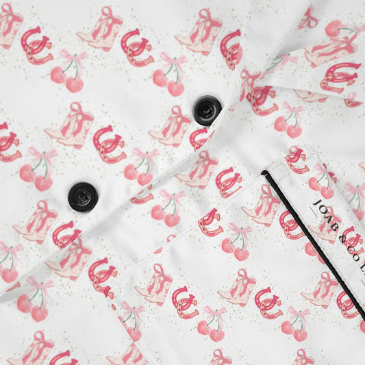Pink Cowgirl Women's Satin Pajamas (AOP)