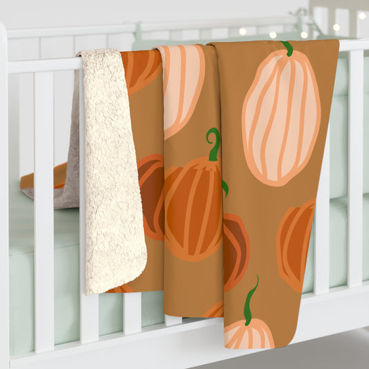 Pumpkin Sherpa Fleece Blanket