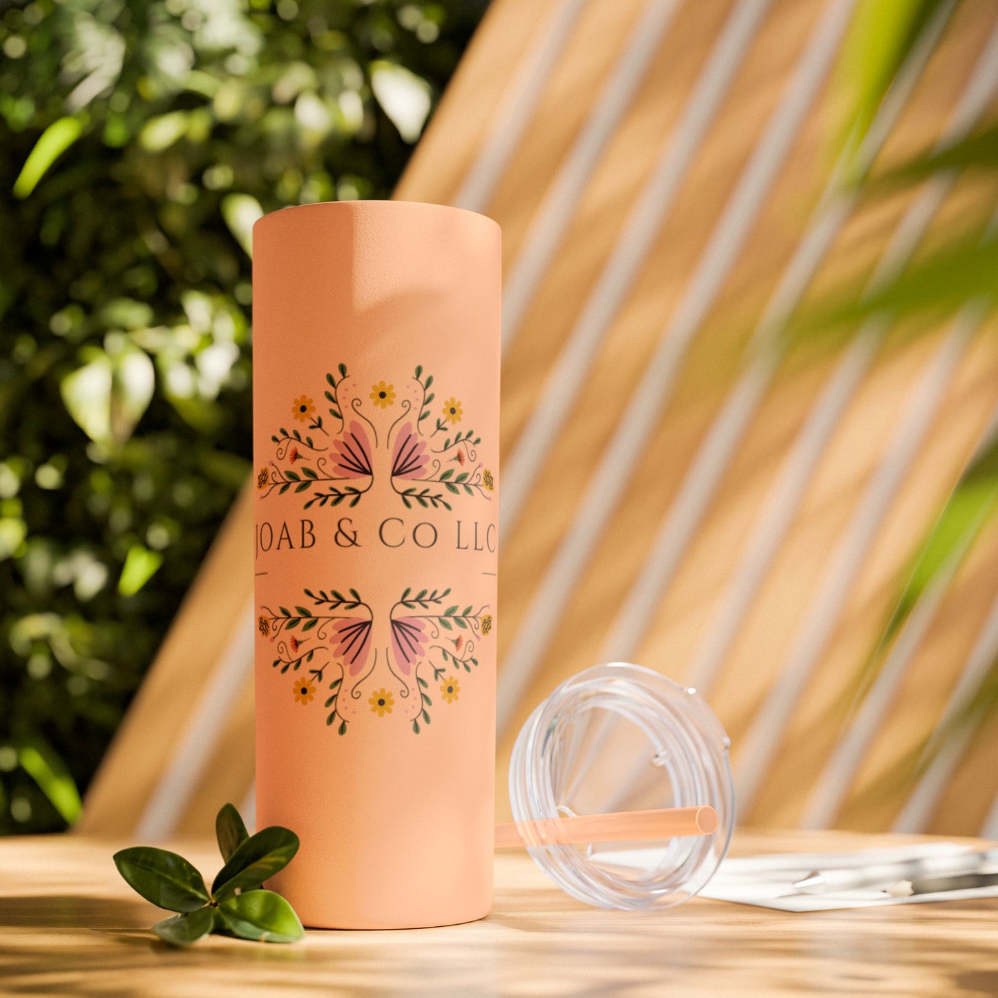 JOAB&Co LLC Skinny Tumbler with Straw, 20oz
