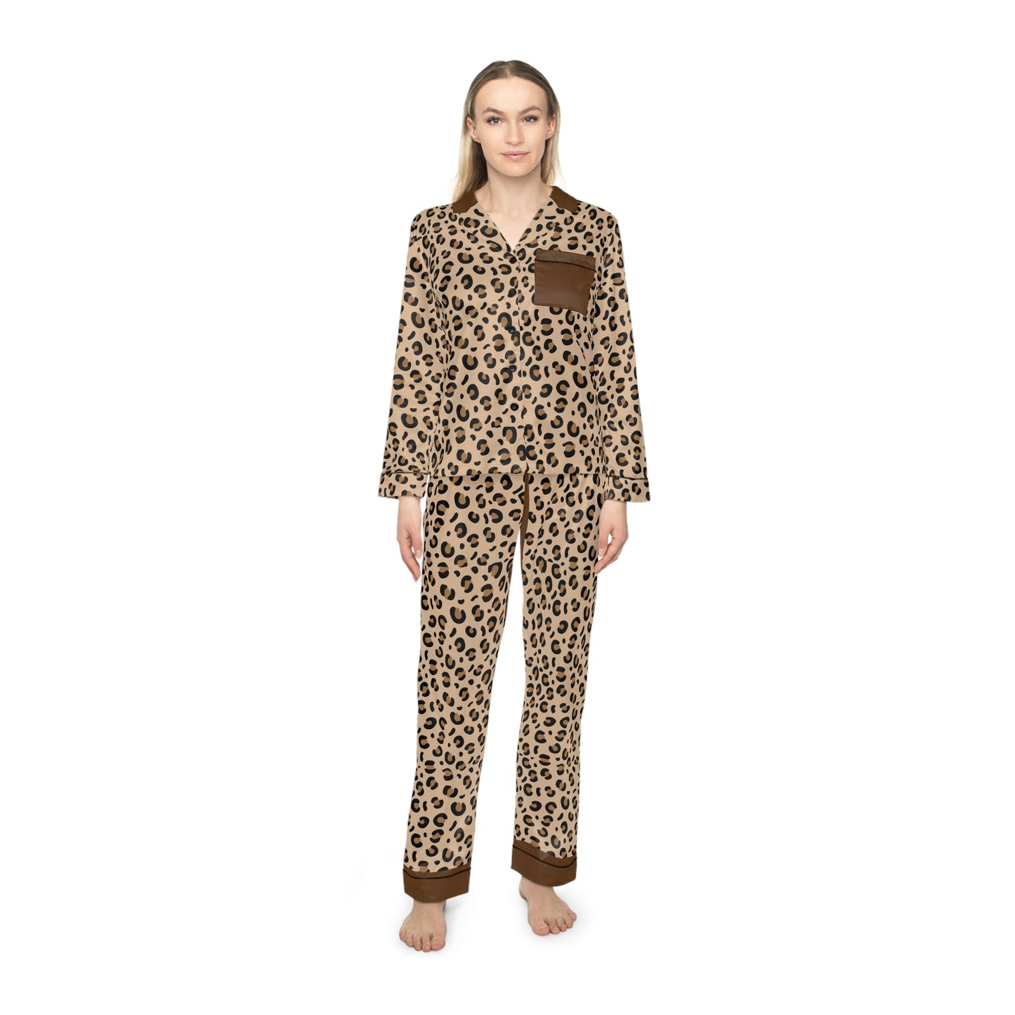 Cheetah Print Women's Satin Pajamas (AOP)