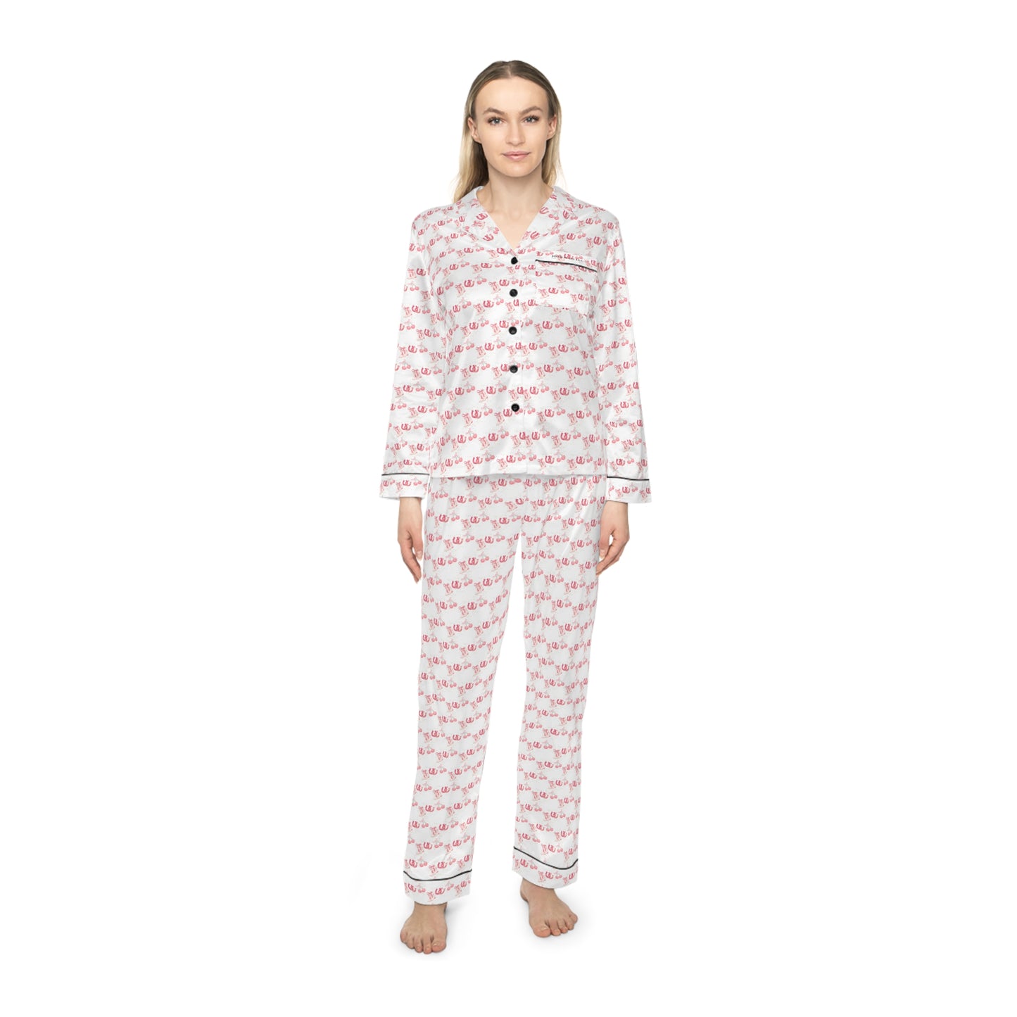 Pink Cowgirl Women's Satin Pajamas (AOP)