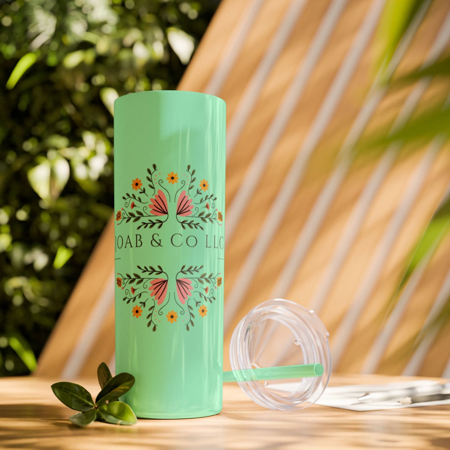 JOAB&Co LLC Skinny Tumbler with Straw, 20oz